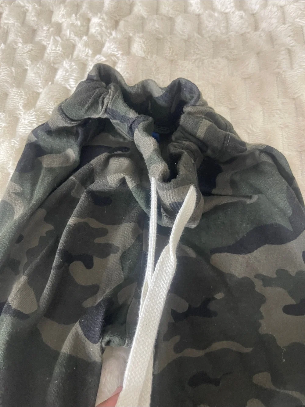 Old Navy Green & Black Camo Jogger Pants with White Drawstring
